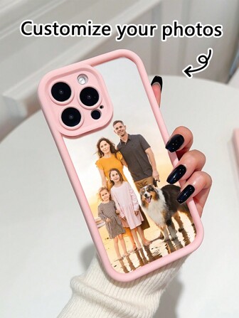 Customized Pink Protective Phone Case Compatible With IPhone 16 Pro Max/15/11/12/13/14 Pro Max XR 7P, Personalized Phone Case, TPU Anti-Drop, Birthday, Christmas, Family, Valentine's Day Gift For Men, Women, Pets, DIY