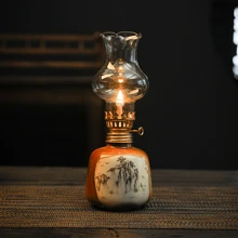 Ceramic Oil Lamp, Indoor & Outdoor Lighting Lamp With Detachable Windproof Cover, Atmosphere Lamp For Praying And Blessing,Home Decor ,Room Decor Gifts Birthday Graduation