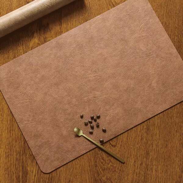1 Set/4 Sätze doppelseitige Leder Untersetzer, wasserdicht und ölfest, hitzebeständig, kreative Tisch Dekorations Matte