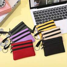 Multi-Compartment Coin Purse With Card Slots And Key Slot Polyester Solid Color Ladies Purse Fashion Women Mini Multipurpose Wallet - Compact For Women Wallet Mini Wallet Purse Wallet Small Wallet - Multicolor - View 1