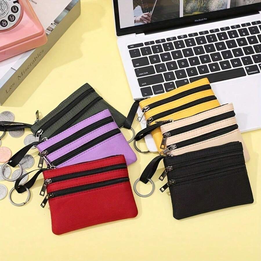 Multi-Compartment Coin Purse With Card Slots And Key Slot Polyester Solid Color Ladies Purse Fashion Women Mini Multipurpose Wallet - Compact For Women Wallet Mini Wallet Purse Wallet Small Wallet - Multicolor - View 1