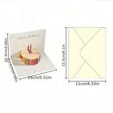 1pc Cake 3D Pop-Up Happy Birthday Greeting Card With Envelope, Fun Simple Style Birthday Card