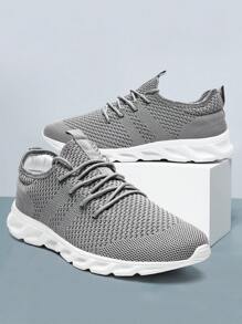Women's Mesh Breathable Sports Shoes Lace Up Flat Shoes Training Tennis Shoes Walking Sneakers Comfortable And Lightweight Athletic Shoes Fashionable Fitness Shoes Light_Gray