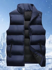 1 件男士休闲无袖夹克 - 寶藍色 - 查看 1