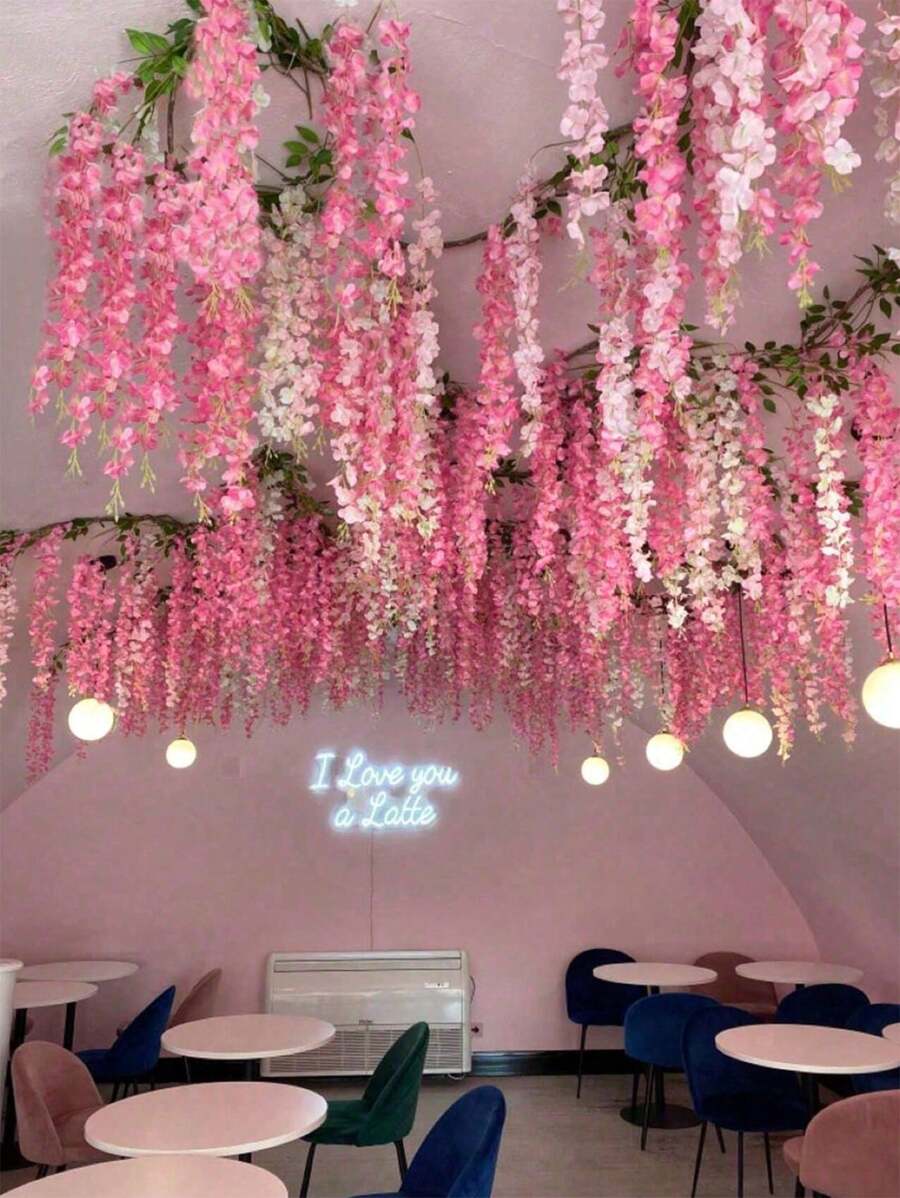 1pc/6pcs Artificial Wisteria Wreath Vine Tofu Pudding String Tree Vine ...