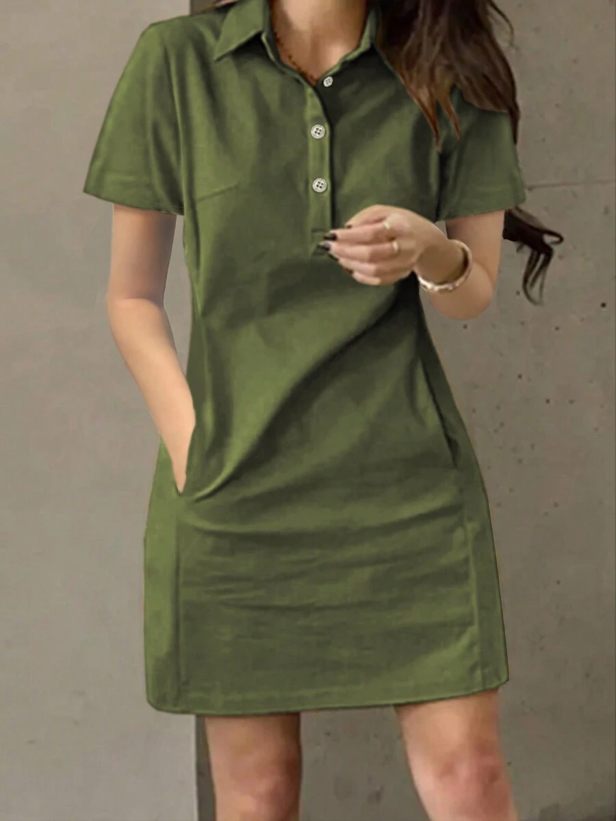 Nuevo Vestido Corto Elegante de Primavera/Verano con Solapa, Ajustado y de Solapa Única