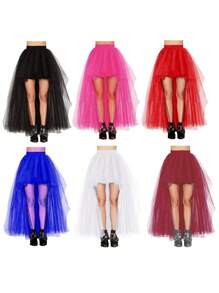 1 Stück farbenfroher, stilvoller asymmetrischer Tüllrock für Damen, Design aus Europa und Amerika, sexy Saum, geeignet für den täglichen Gebrauch und Bühnenauftritte