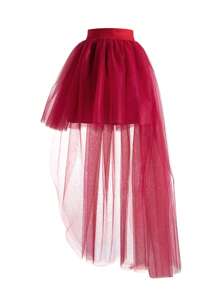 1 Stück farbenfroher, stilvoller asymmetrischer Tüllrock für Damen, Design aus Europa und Amerika, sexy Saum, geeignet für den täglichen Gebrauch und Bühnenauftritte