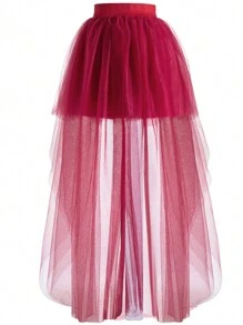 1 Stück farbenfroher, stilvoller asymmetrischer Tüllrock für Damen, Design aus Europa und Amerika, sexy Saum, geeignet für den täglichen Gebrauch und Bühnenauftritte