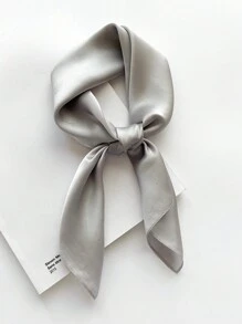 1 chiếc khăn vuông trơn màu dành cho nữ, khăn choàng thời trang bằng vải satin trơn có thể sử dụng linh hoạt làm băng đô, thắt lưng, quấn cổ - Màu xanh nhạt - Xem 7