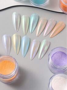 10pcs/Set Aurora Nail Powder, Nail Art Powder, Nail Decoration Accessories - Multicolor - View 4