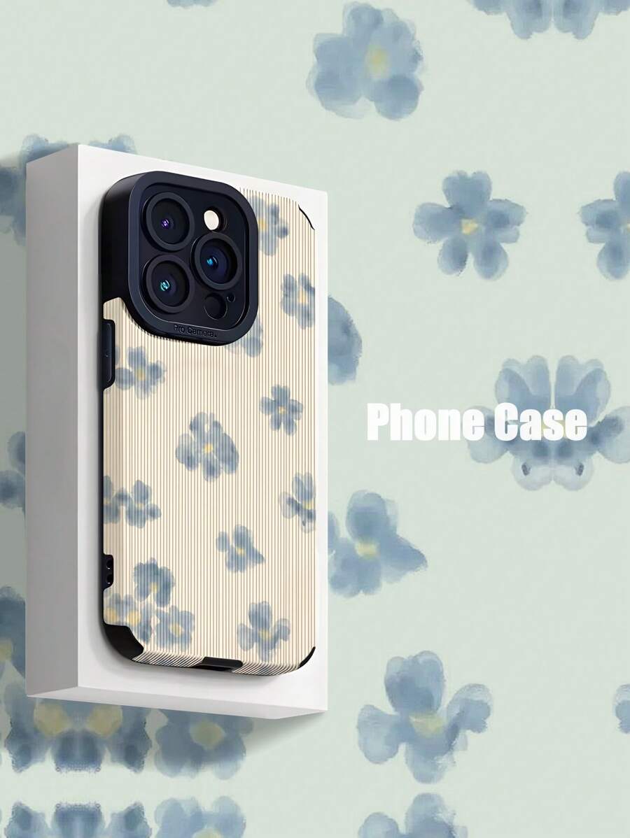 1 件全新简约水彩蓝花卉图案柔软 TPU 防摔手机壳适用于 Apple 15/15 Plus/15 Pro/15 Pro Max，防水防震防刮