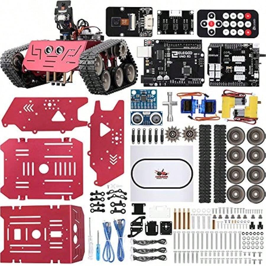 EO Roboy Toy Tank Robotic Car Kit Compatible Arduino Intelligent Robot Toys Boys Girls 8+ Line Tracking Ultrasonic Sensor Educational STEM Kits Toy - TankRoboticCar - View 1