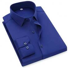 Men's Long Sleeve Slim Easy Dress Shirt - azul real - Ver 2