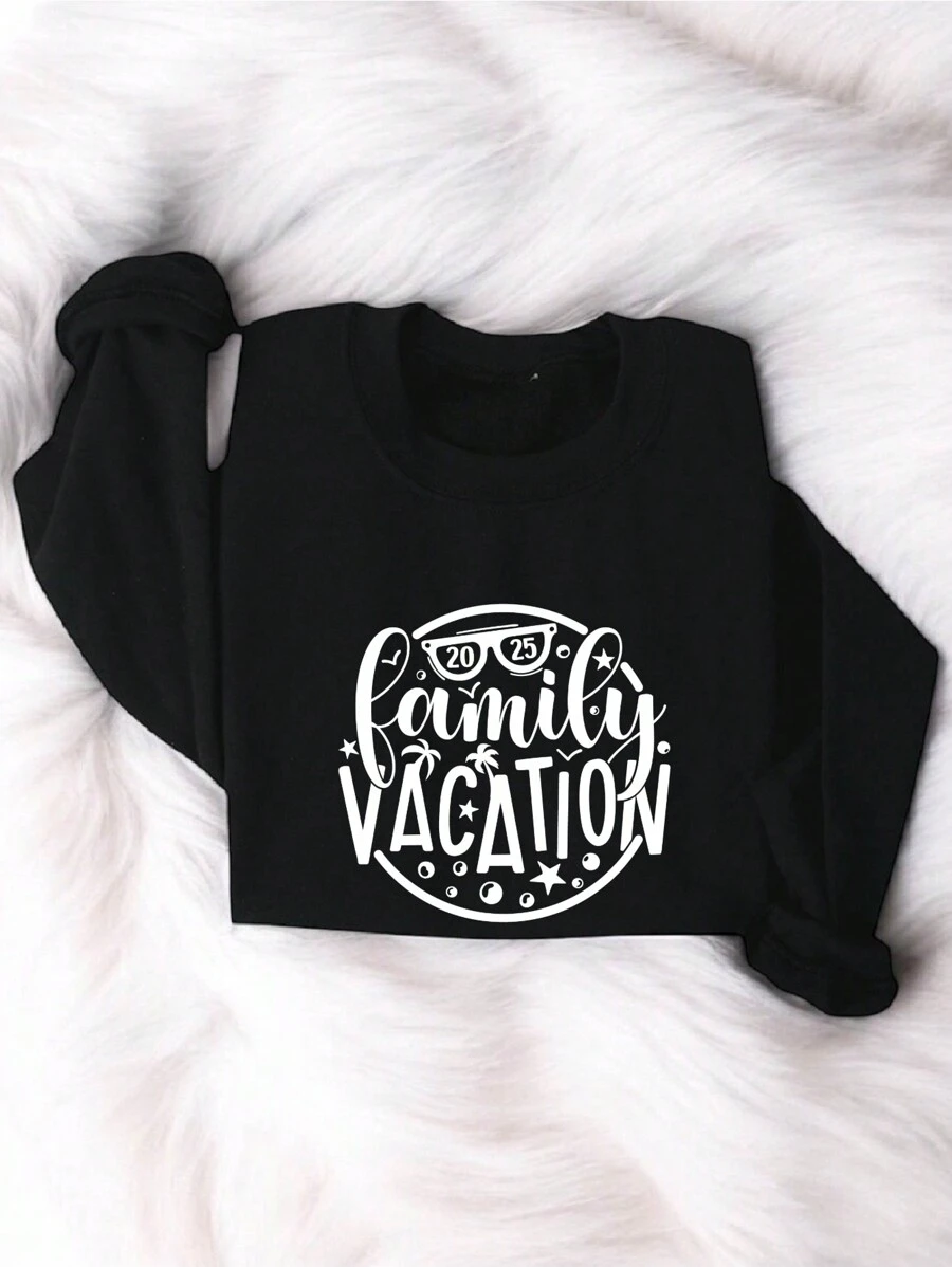 Family Vacation 2025 Sweatshirt, Family Vacation Sweatshirt, Family Trip Sweatshirts, Family Vacation Matching Sweatshirts, Funny Family Reunion Gifts, Winter And Summer Family Vacation Sweatshirts TX-426 - Black - View 1