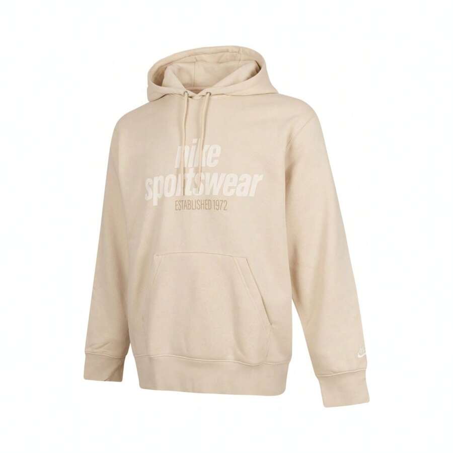 Nike 男士字母印花口袋细节简约卫衣，休闲日常穿着 - 米色 - 查看 1