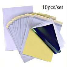 10 pezzi/20 pezzi/50 pezzi Carta da trasferimento a calore per ufficio, design a 4 strati, carta carbone per ufficio, forniture professionali per artisti body art, carta stencil per tatuaggi, adatta per il disegno e il trasferimento a caldo, accessori per la cancelleria d'ufficio