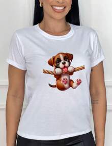 Blusa feminina Estampada Cachorrinho Veterinária Pet Dog Blusinha Estampada camiseta T shirts - Branco - Visão 4