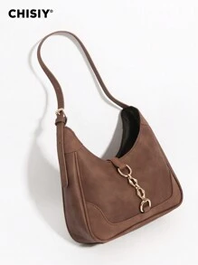 CHISIY Handgemaakte vintage verfijnde accessoires ketting halve maan tas unisex, ruime zakelijke dames forenzentas, modieuze minimalistische veelzijdige schoudertas voor studenten, geschikt voor werk, universiteit, winkelen, reizen, bruiloftsfeest, herfst/winter