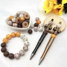 34/86 piezas Set de cuentas de silicona multicolor con formas de margarita, girasol y cruz, manualidades de joyería DIY para hacer llaveros, pulseras, collares, bolígrafos con cuentas