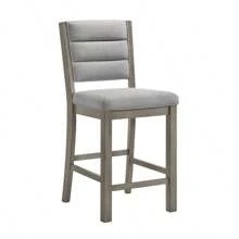 7pc Dining Set Contemporary Farmhouse Style Counter Height 18" Expandable Leaf Table Gray Finish Upholstered Chairs Wooden Solid Wood Dining Room Kitchen Furniture - 彩色 - 查看 5