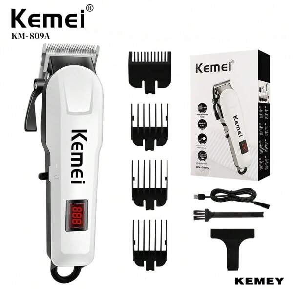 Kemei Kemei Electric Hair Trimmer, Cordless Grooming Clipper For Men, Professional Hair Clipper Rechargeable 809A