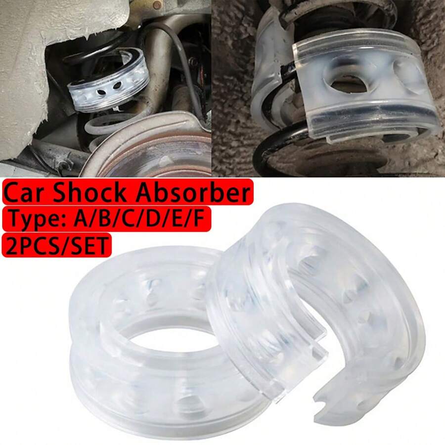 2Pcs Car Buffer Shock Absorber Car Spring Buffers Coil Urethane Rubber Buffer For Cars Springs Cushion Buffering Car Accessories - Clear - View 1