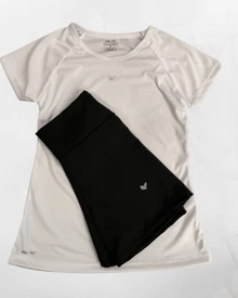 Women's Gym Set: DRY FIT T-Shirt + Sports Fitness Shorts - 白色 - 查看 2
