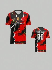 Customized Sports Jersey, Men V-Neck Football/Soccer Team Training Tops With Name, Number And Logo Printed Front And Back, Comfortable For Daily Casual, Party And Gathering - Multicolor - View 5