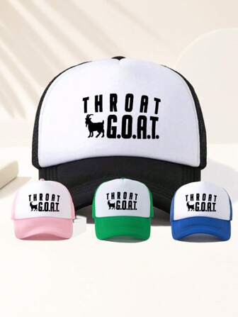 1 PC Unisex Goat Lettering Fun Game Day Baseball Cap, Adjustable Outdoor Visor Hat, Spring And Fall, Travel, Beach Vacation, Sports, Y2k Style, Dad Hat, Sponge Mesh Breathable Trucker Hat, Best Holiday Gift