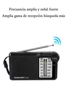 AM/FM Radio Portátil de Bolsillo funciona con 2 baterías AA con recepción de largo alcance para uso en interiores, exteriores y en casos de emergencia. Radio con altavoz y conector para auriculares - Negro - Ver 4