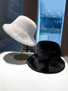 1 Women's Fashion Imitation Fur Bucket Hat - Thick Warm Windproof Winter Bucket Hat, Lined With Comfortable And Soft, Valentine's Day, New Year Dress Up Romantic Gifts Suitable For Friends, Wives, Family Ideal Gifts Winter Outfits