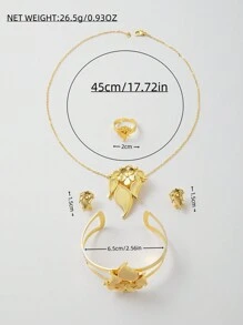 5pcs Elegant Gold-Tone Jewelry Gift Set, Fashion Jewelry Set For Women - Gold - View 4