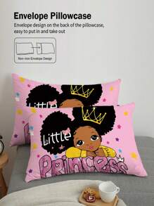 Conjunto de cama com 4 peças de desenho animado fofo para meninas, estampa de estrelas, incluindo 1 capa de edredom, 2 fronhas, 1 lençol, sem enchimento, macio e confortável, adequado para filha, quarto de namorada