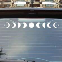 Mystical Witch & Moon Phase Vinyl Car Decal - Starry Rear Glass Banner, Self-Adhesive Exterior Accessory - 11.87*1.57in - View 1