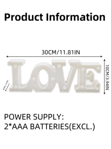 1pc 10 LED Battery Powered LOVE Shaped Decorative Night Light, Suitable For Indoor Desk, Valentine's Day Proposal, Wedding Anniversary Gift