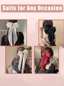 4szt duże kokardy do włosów dla kobiet, duże spinki do kokard dla dziewcząt francuskie spinki do włosów kokarda z długim ogonem dla kobiet wesele codzienne słodkie - Wielokolorowe - Zobacz 6