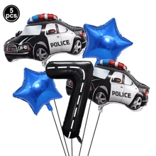 Police Car Theme 18 Inch Deep Blue Star Foil Balloon, Police Car Birthday Party Gathering Decoration