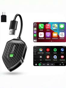 Mini 2 In 1 Wireless CarPlay Adapter & Android Auto Wireless Adapter For Factory Wired CarPlay Cars,Type-C And USB, Upgraded 2-In-1 Carplay Wireless Adapter - Black - View 1