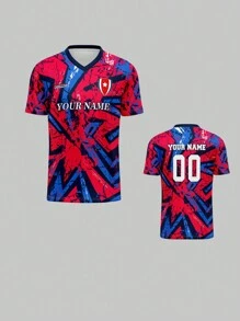 Camiseta de fútbol personalizada 2025, ligera y transpirable de 210g para primavera/verano, cuello en V, con nombre y número personalizados delante y detrás, casual para uso diario, fiestas y reuniones, ajustada