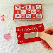 Valentine's Day Scratch Card, Red Surprise Card With Rose Lip Ring Date Pattern, DIY Holiday Gift Certificate, Party Game Prizes, Contains Lucky Scratch Stickers, Cartoon Valentine's Day Scratch Card, Suitable For Valentine's Day Activities, Handwritten Scratch Prize Card, Perfect For Valentine's Day Parties.