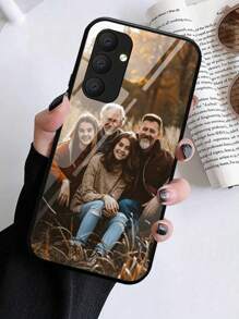 1pc Personalized Thanksgiving Family/Couple/Pet Photo Shockproof Black Phone Case Compatible With IPhone 17Pro Max, 17Air, 16Pro, S24Ultra/S25, A55, A35, A6, A16 And Other Android Phones, Christmas - Black - View 3