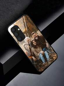 1pc Personalized Thanksgiving Family/Couple/Pet Photo Shockproof Black Phone Case Compatible With IPhone 17Pro Max, 17Air, 16Pro, S24Ultra/S25, A55, A35, A6, A16 And Other Android Phones, Christmas - Black - View 6