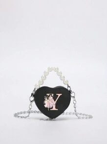 Miniborsetta elegante e carina, stampe di 26 lettere in stile ballerina, borsa a tracolla in PU con manico e porta-monete a forma di rossetto. Può essere utilizzato come porta-monete per rossetto, da portare a spalla o a tracolla. Adatto per uscite, viaggi e shopping. Perfetto come regalo per Natale, Ringraziamento, San Valentino o per il venerdì. Il regalo ideale. Romantico.