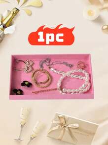 4 件/套天鹅绒珠宝托盘、珠宝展示托盘、珠宝收纳托盘、珠宝整理托盘、化妆品整理盒、化妆品展示托盘、时尚珠宝展示托盘、纯色珠宝托盘、可堆叠珠宝托盘、多隔间珠宝托盘、项链展示托盘、戒指收纳托盘、口红整理托盘，适用于梳妆台、珠宝展示架、卧室、珠宝参展商、珠宝整理器、珠宝整理器、化妆品收纳、化妆品展示