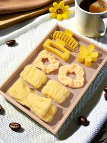 8 Pieces Set Of Minimalist Pink Minimalist Home Hair Accessories For Girls, Suitable For Daily Makeup, Face Washing And Decoration