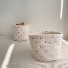 1pc Polka Dot Storage Basket, Large Capacity Home Organizer Bin, Multi-Functional Cloth Storage Bucket In Three Sizes, Perfect For New Year And Christmas Decorationsen - Multicolor - View 4