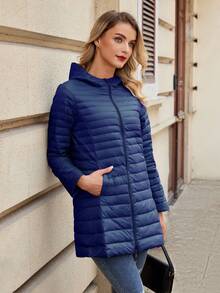 ZIAI ZIAI Women Solid Color Lightweight Long Hooded Winter Down Coat Casual Outdoor Autumn Winter Coat Women