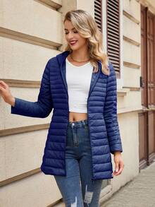 ZIAI ZIAI Women Solid Color Lightweight Long Hooded Winter Down Coat Casual Outdoor Autumn Winter Coat Women