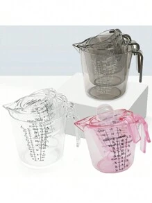 1 件 - 粉色、棕色、透明、量杯、塑料液体量杯、厨房液体量杯、烘焙烹饪多功能量杯、基本厨房工具、厨房用品、600 毫升、